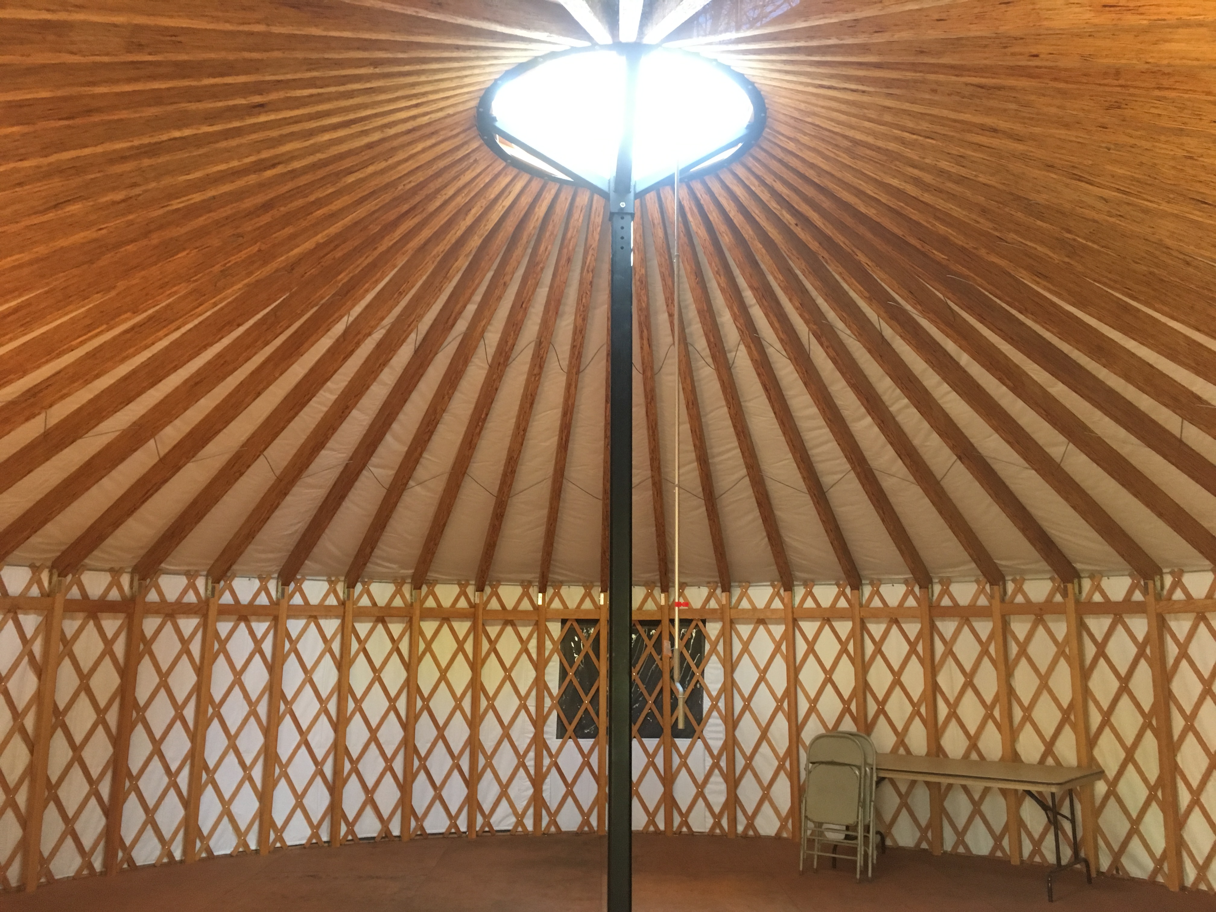 Inside the yurt