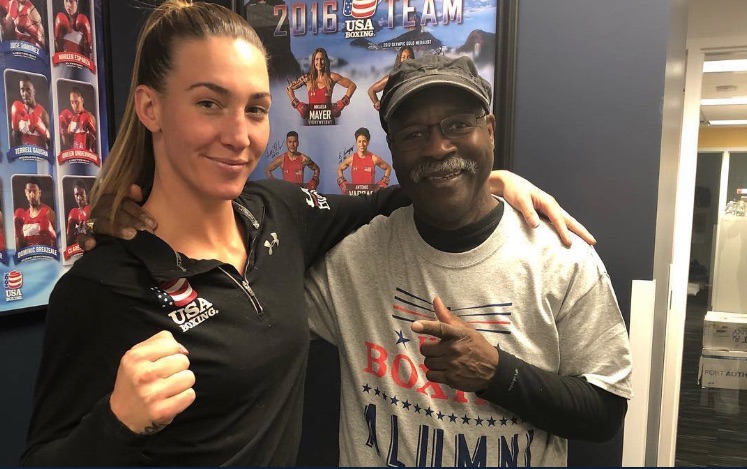 Mitchell with 2016 U.S. Olympian and world title contender Mikaela Mayer, whom he currently trains.
