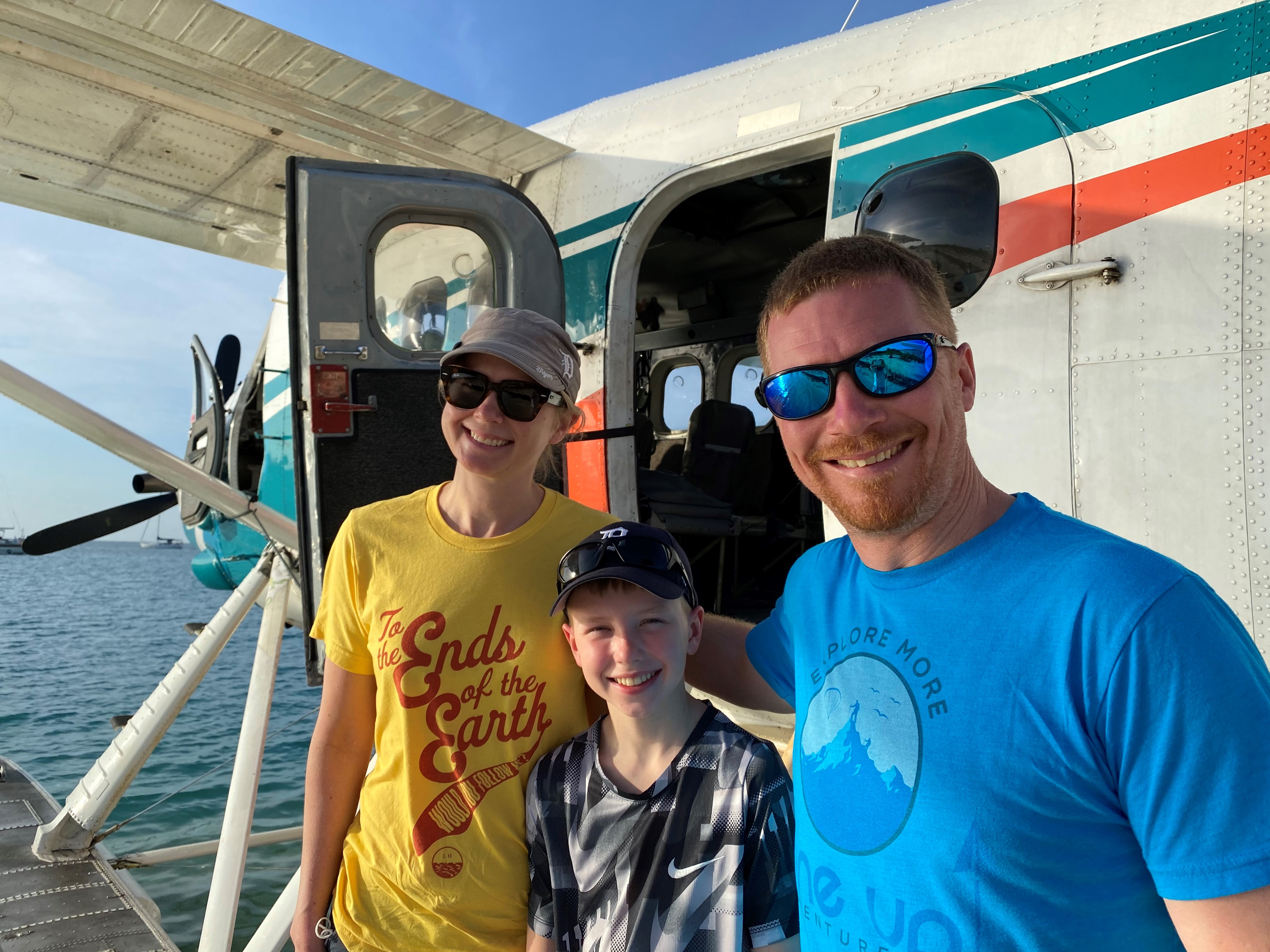Holmquist's family on vacation visiting Dry Tortugas National Park via seaplane, an experience she highly recommends.