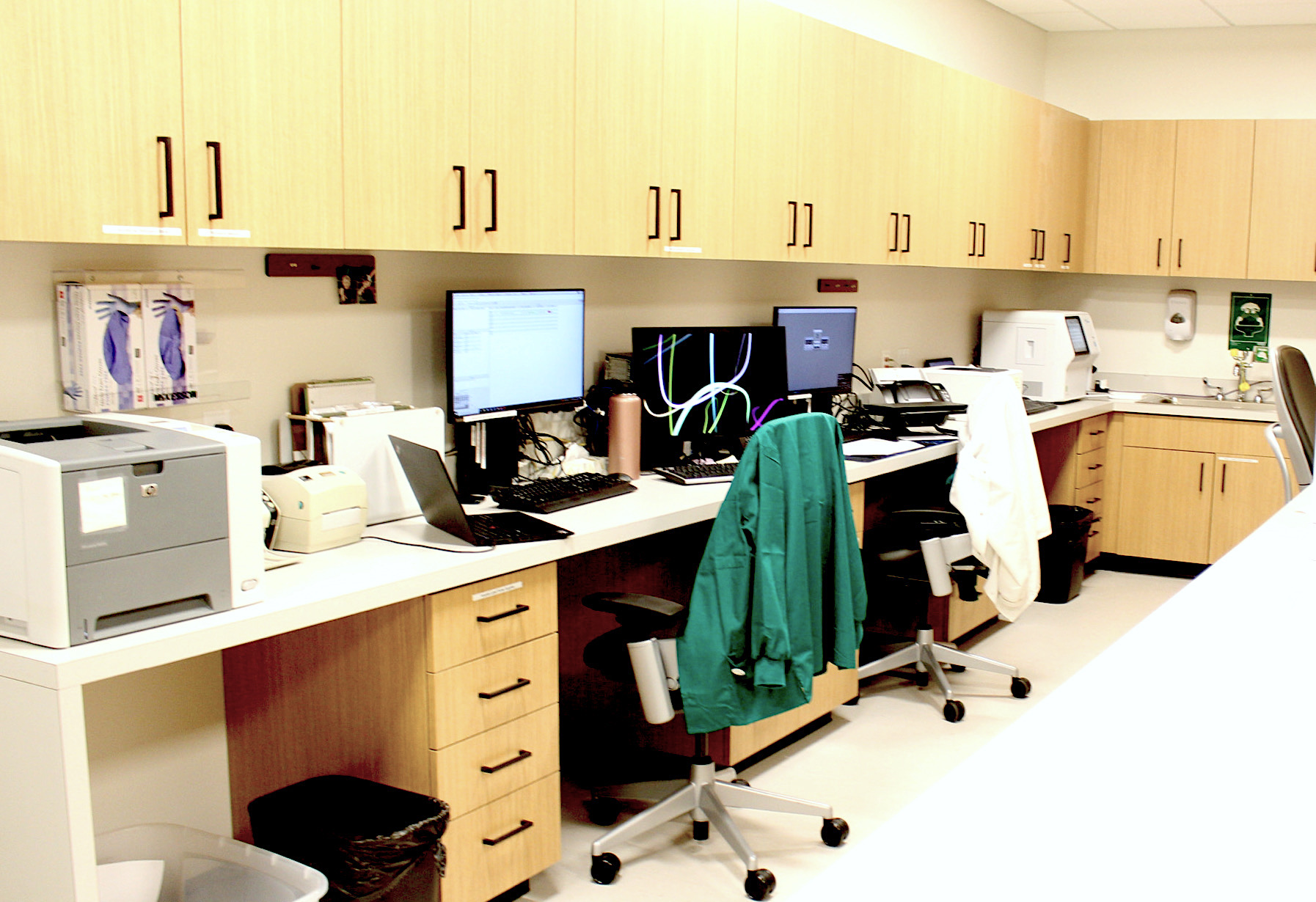 Expanded lab capable of doing tests ordered by campus or off-campus physicians.