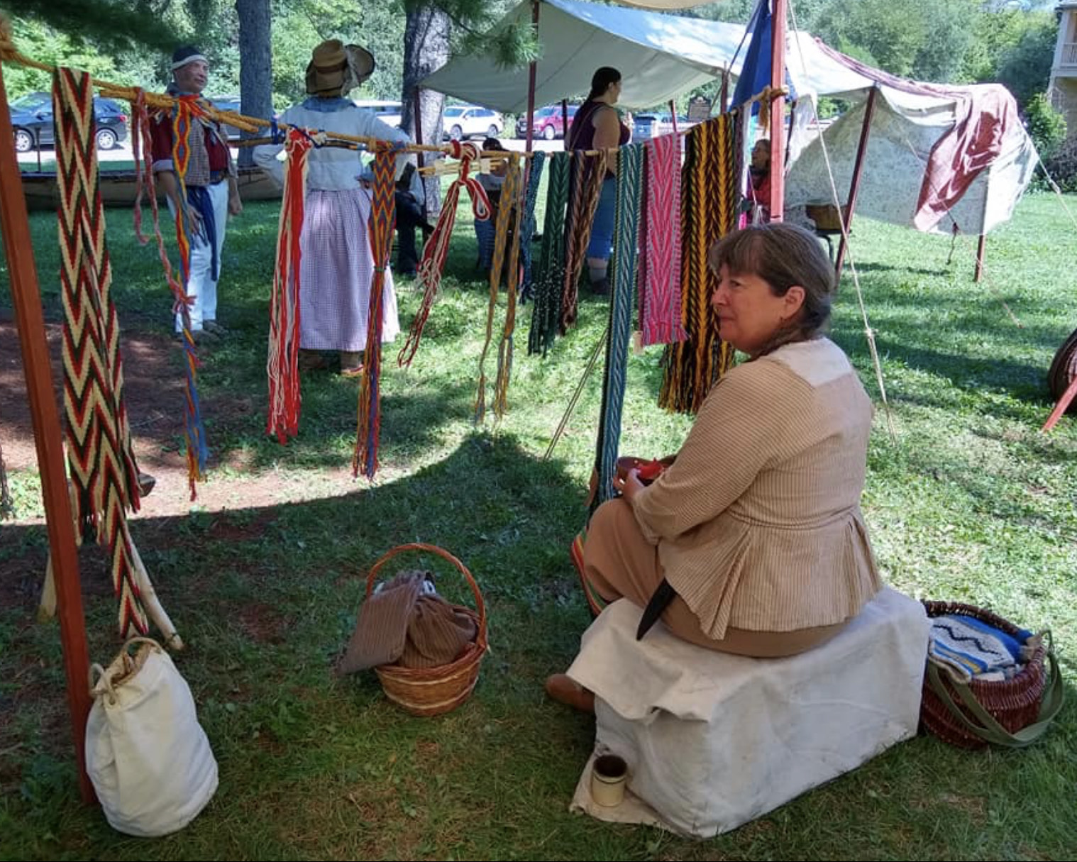A voyageur encampment was held shortly after the exhibit opened at Tourist Park.
