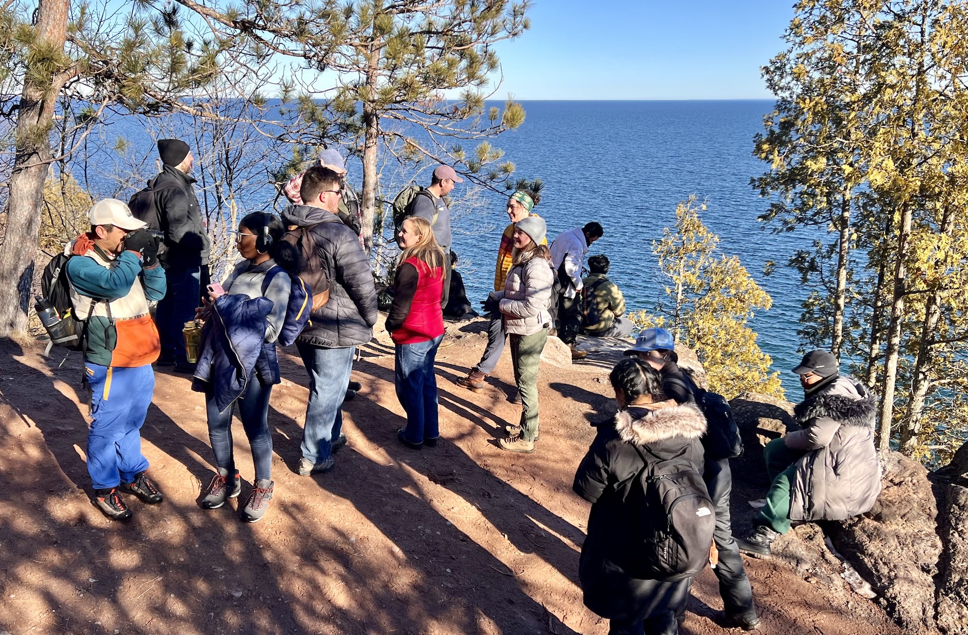 Post-hike rest at a Lake Superior overlook