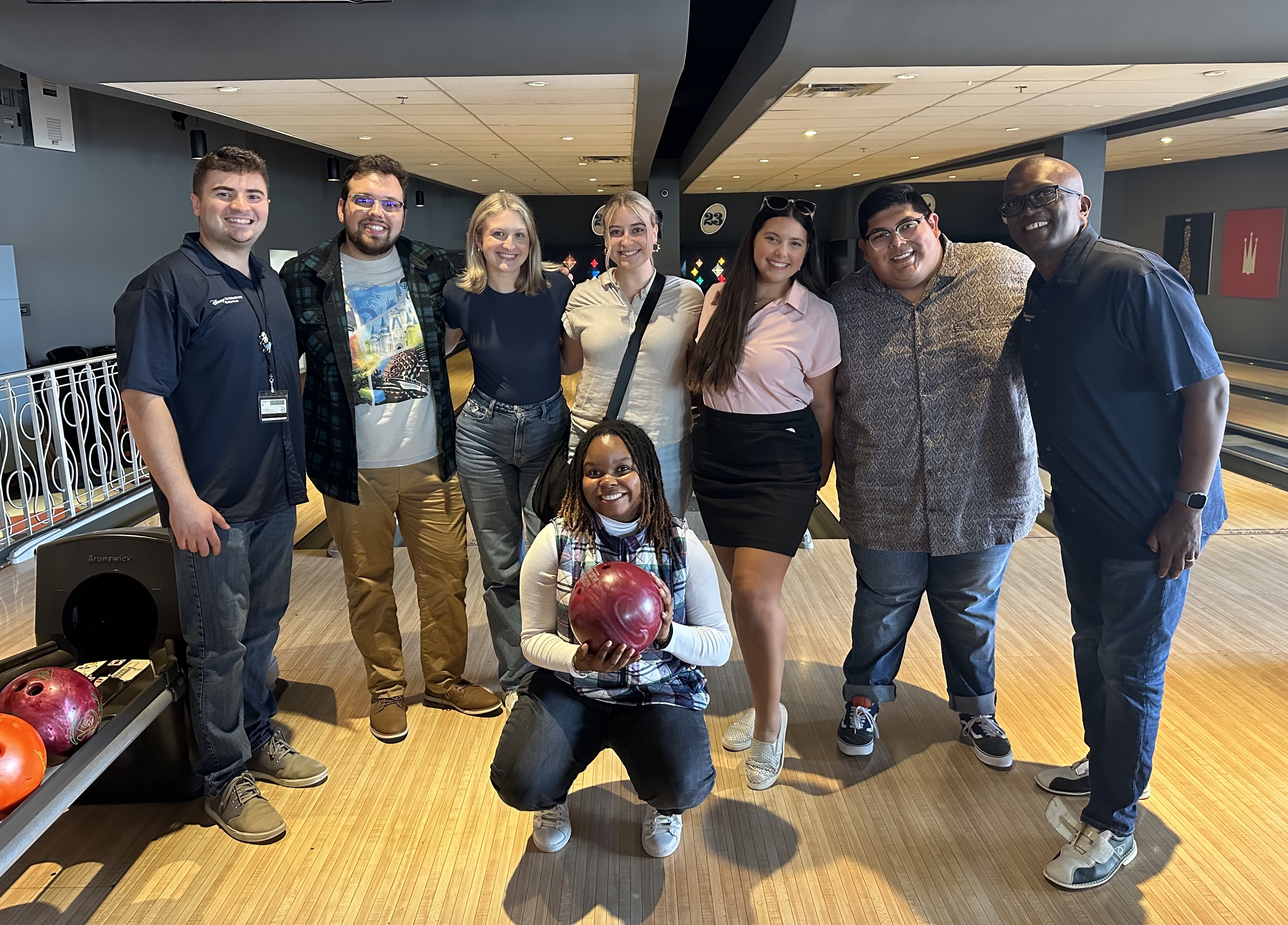 Tschumperlin bowling with other interns