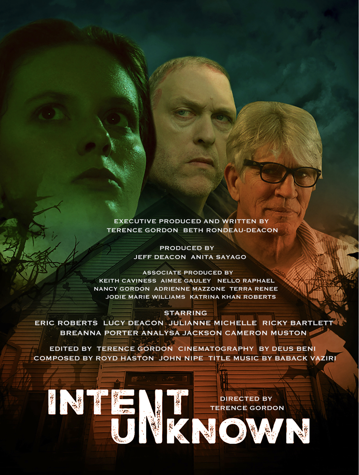 "Intent Unknown" poster. Pictured left is Deacon's daughter, Lucy, who stars in the movie.
