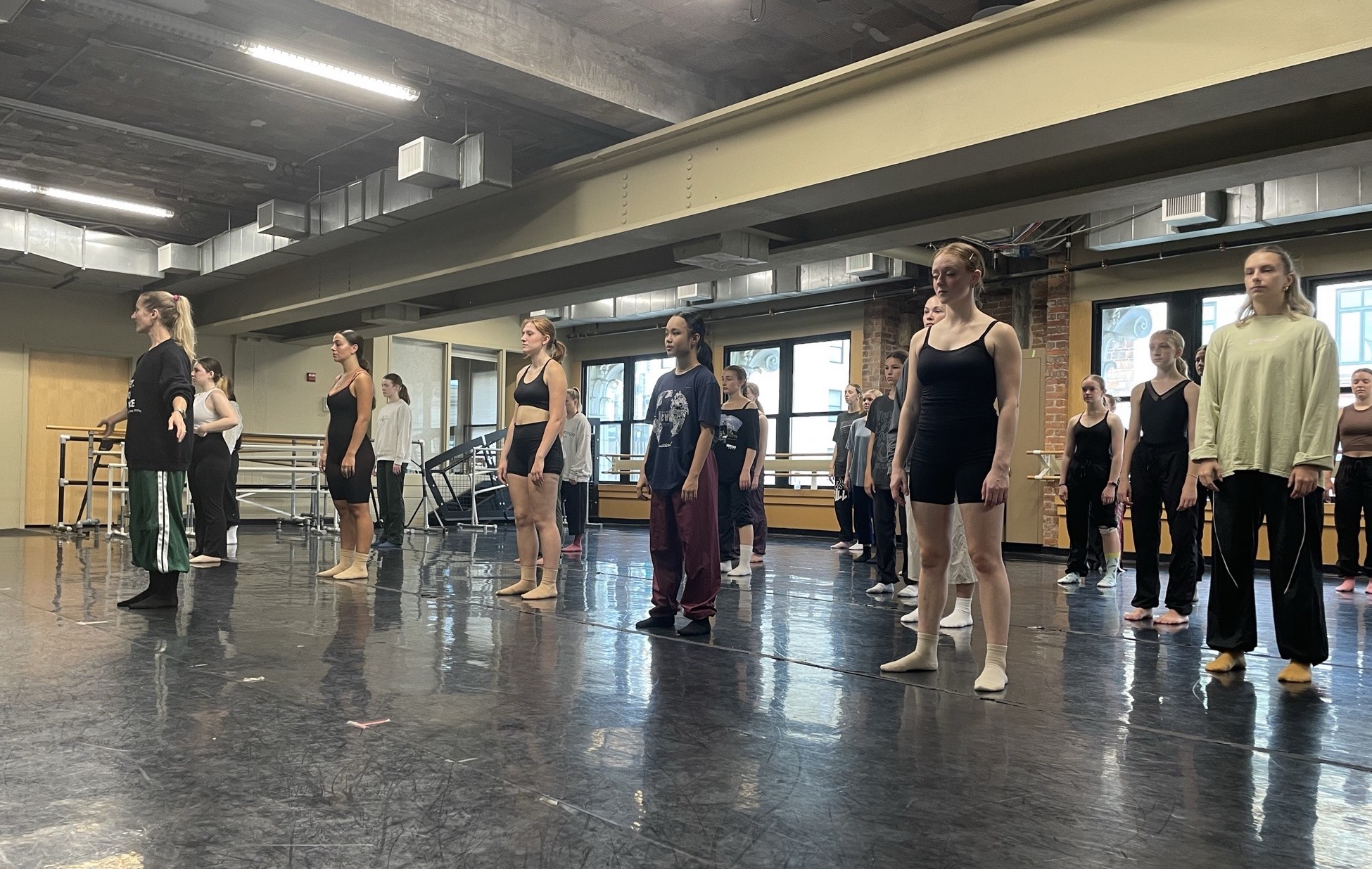 Dancers participating in a master class