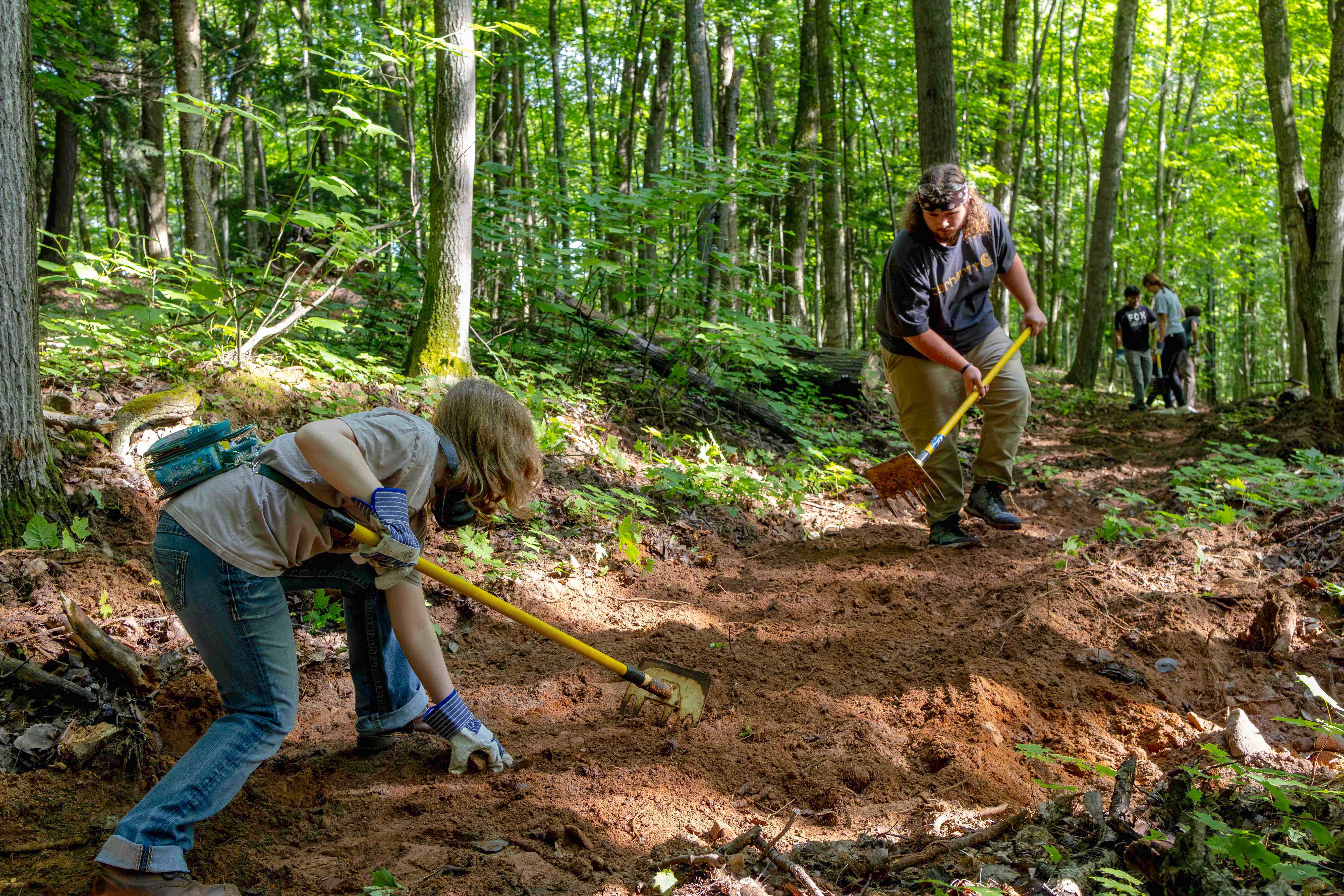 Fellows assisting the Noquemanon Trail Network (NTN) with a trail-building project.