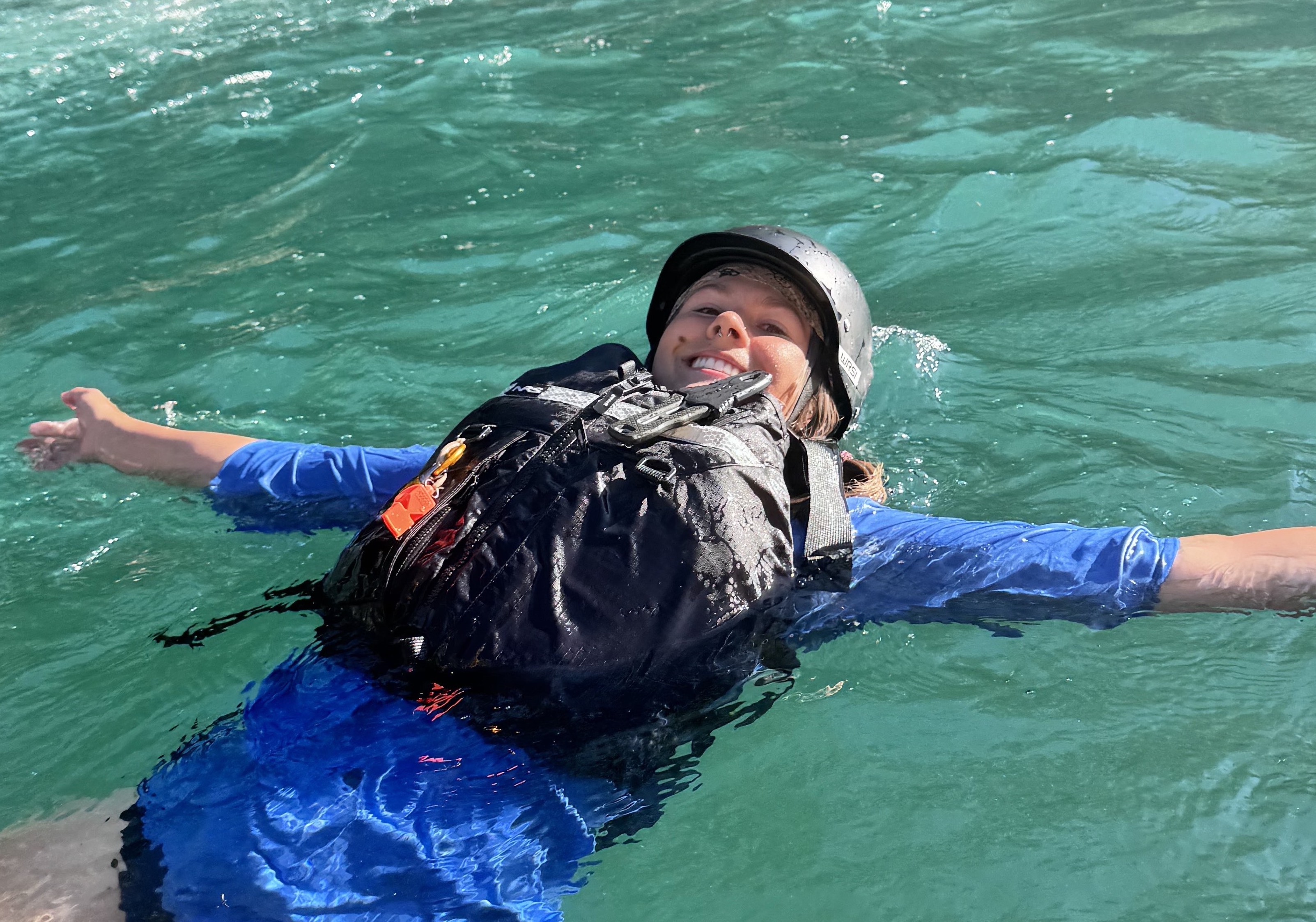 Hartley training for previous whitewater rafting guide duty in Montana