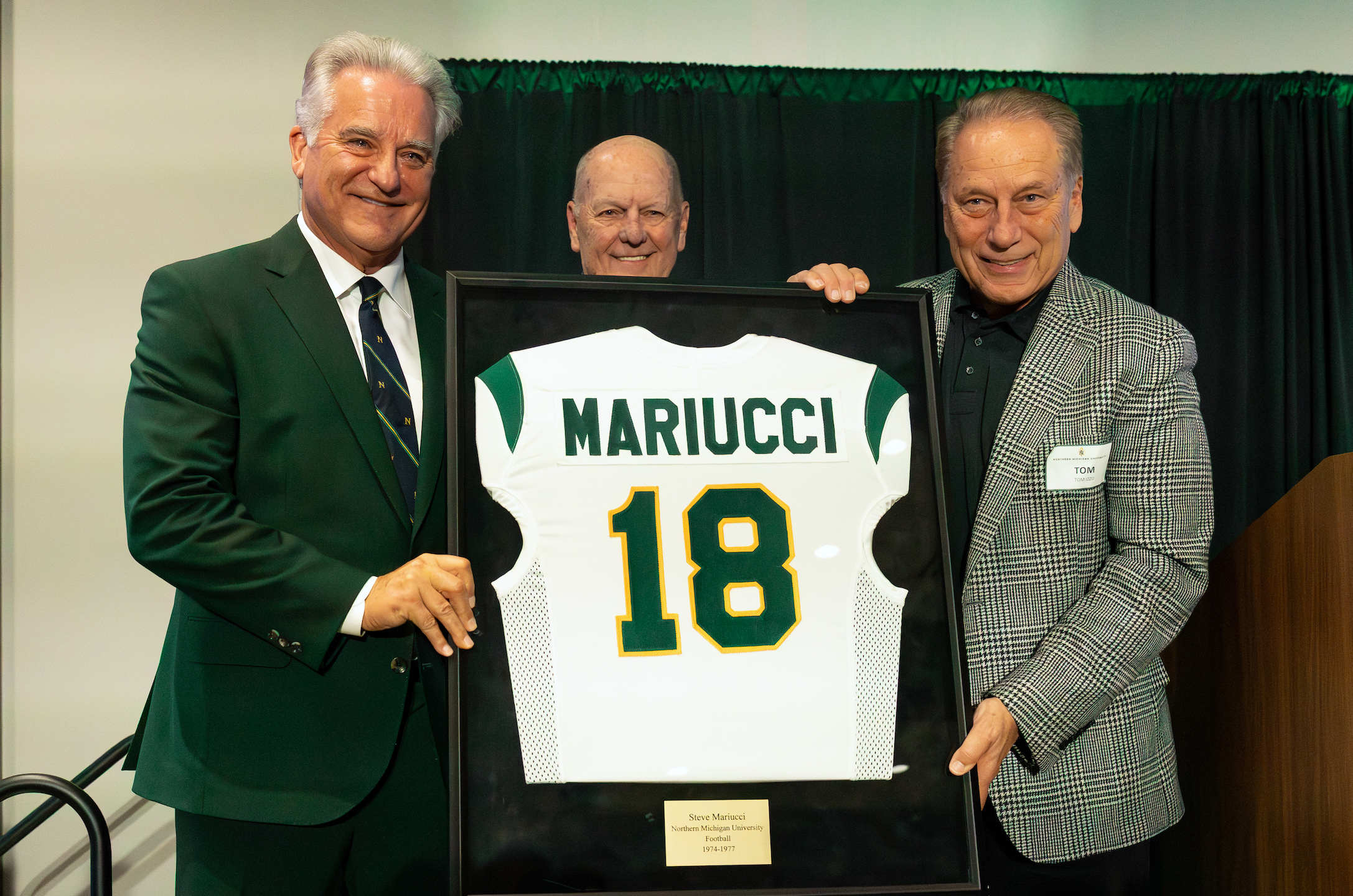 Mariucci, NMU Athletic Director Rick Comley and Tom Izzo at the 50th reunion dinner