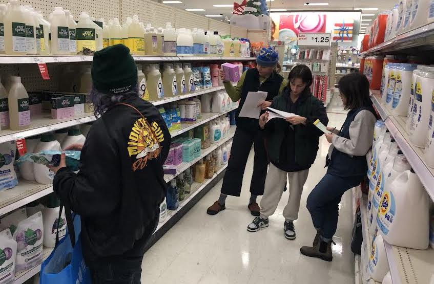 NMU SpheriCity team assessing packaging materials in stores