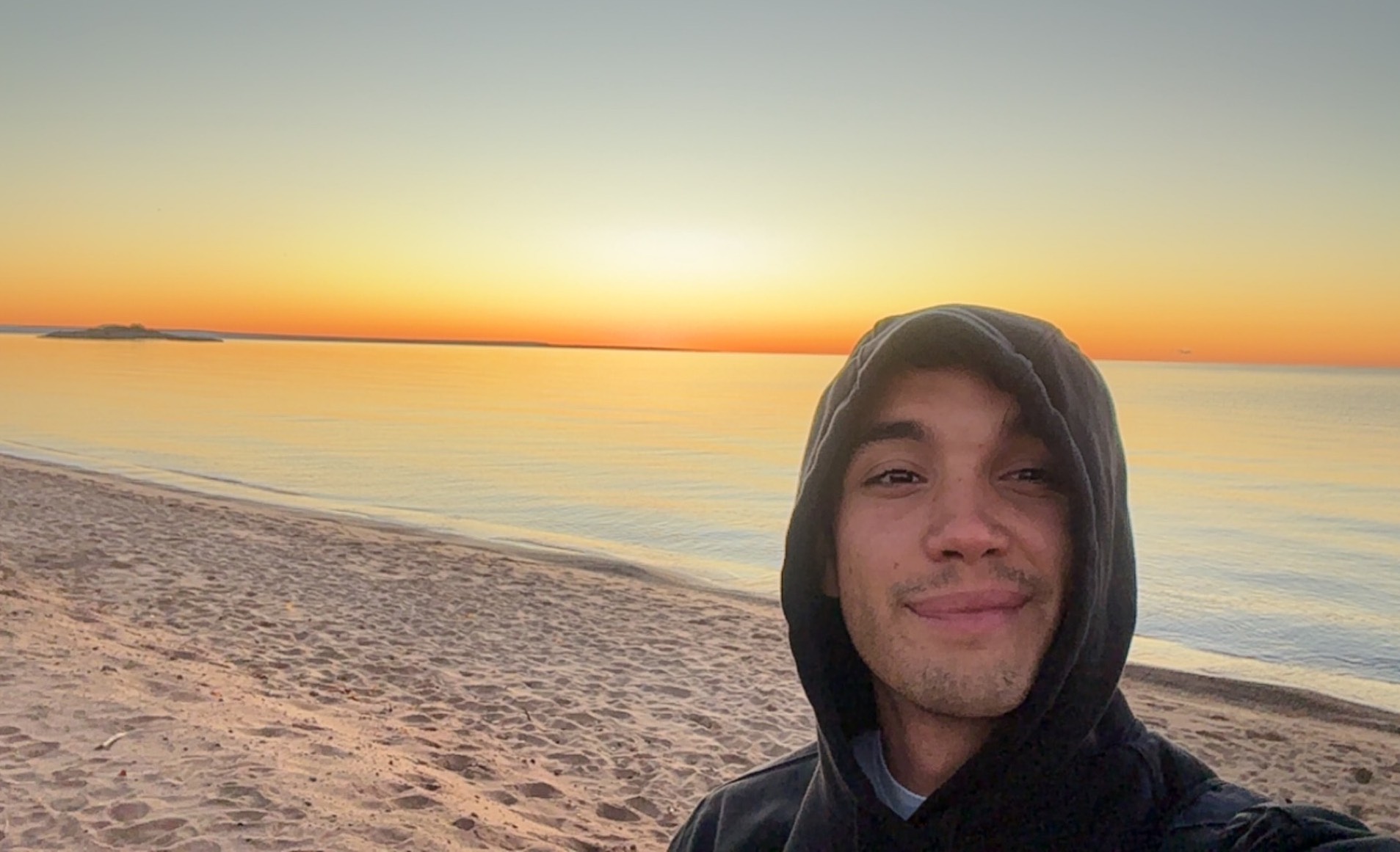 Rodkey in front of the inspiration for his speech: Lake Superior