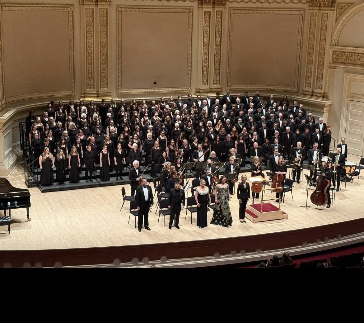 Colwitz and the performers on Carnegie's main stage
