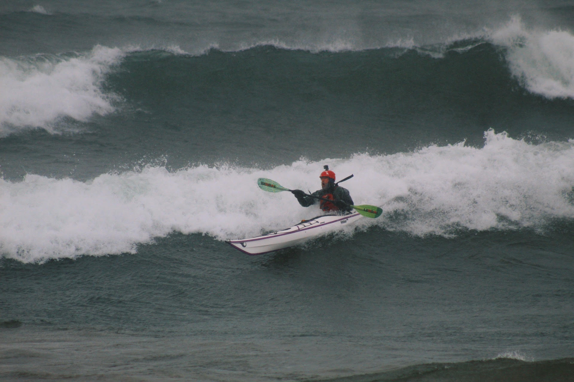 Out pursuing his sea kayaking passion on a winter day.