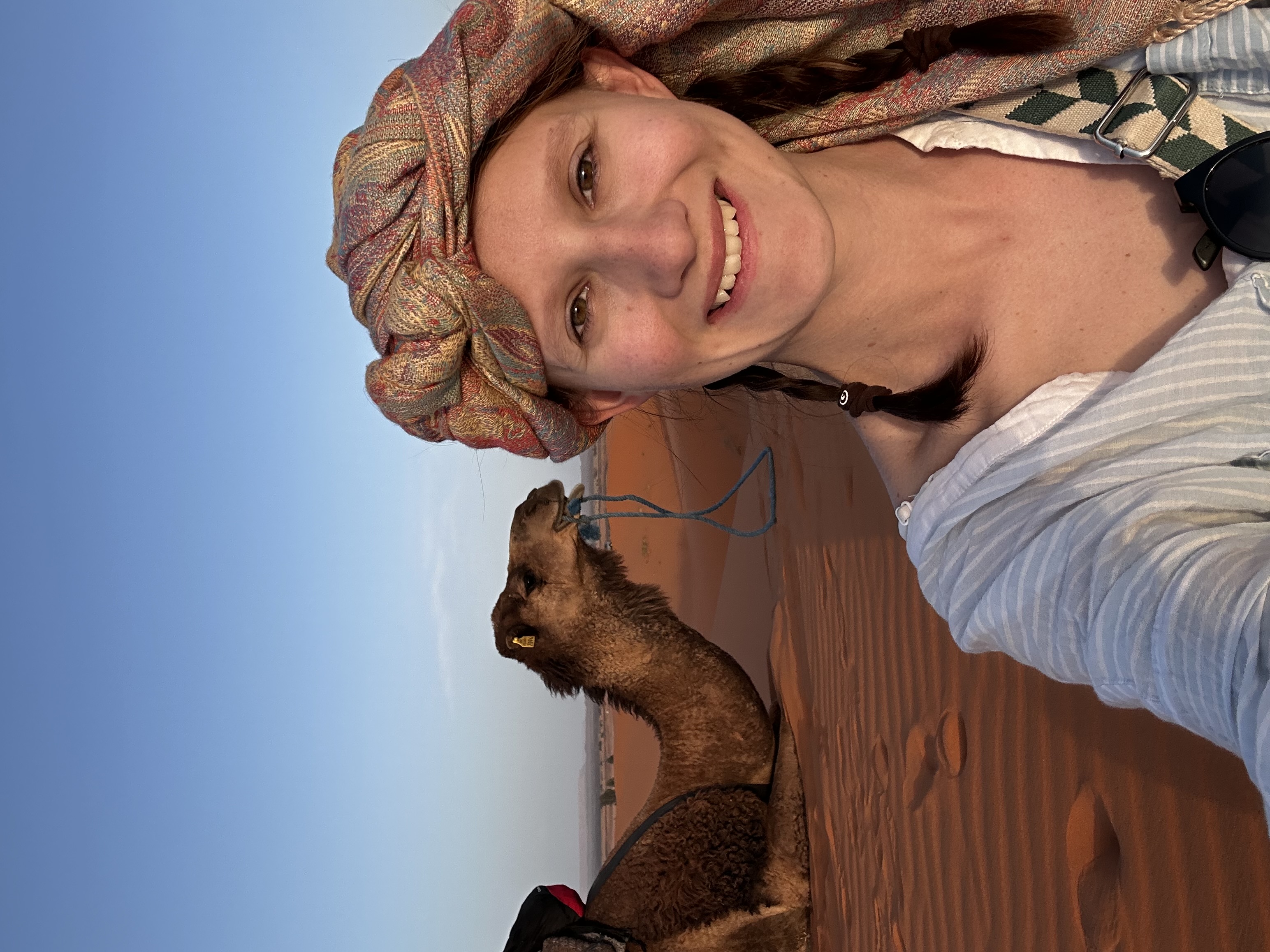 Hamel takes a photo with a camel during her 2025 study abroad trip to Morocco.