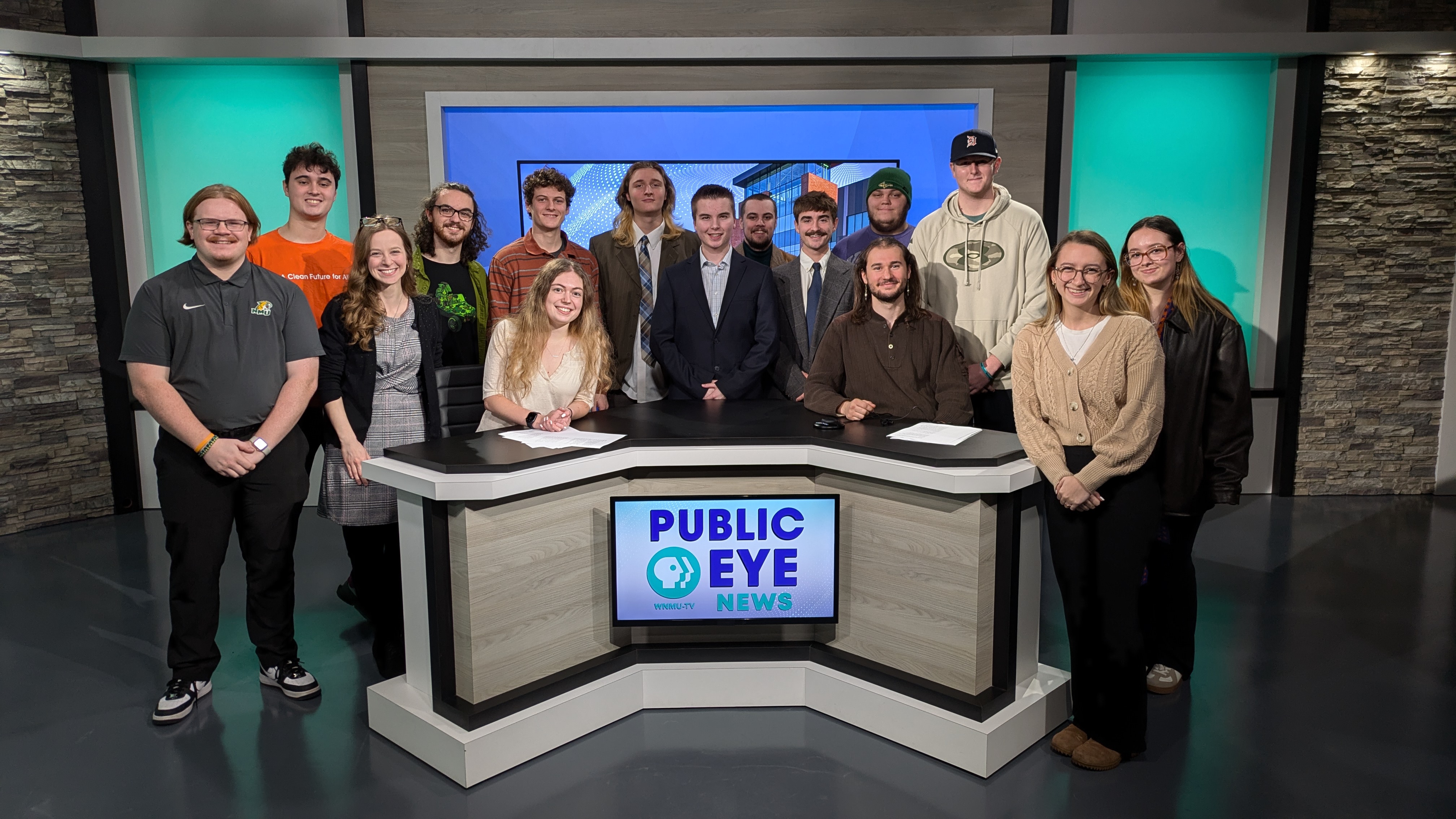The full team of students who worked with Trevor on Public Eye News 