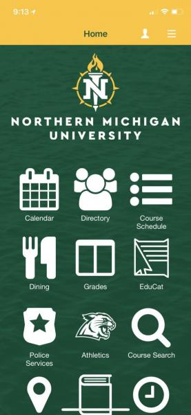 Image of the new NMU app's home screen