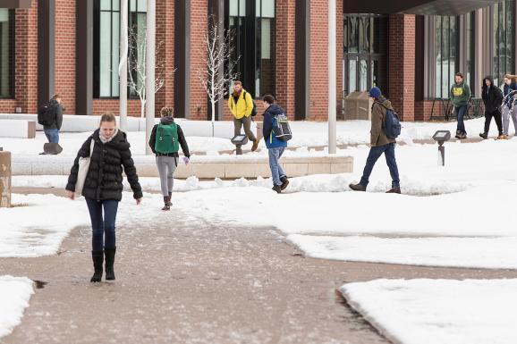 Winter campus stock photo