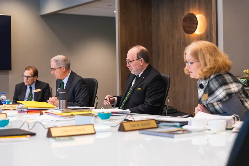 From left: Mitchell, Mahaney, Erickson and Seavoy at today's meeting