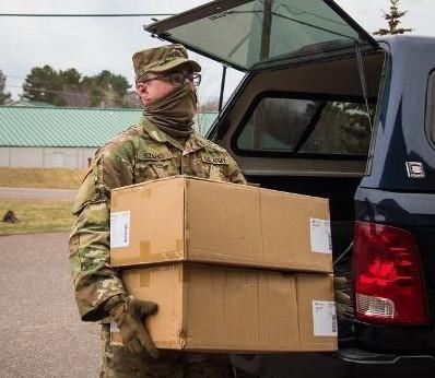 Szabo delivering supplies (photo by 2nd Lt. Ashley Goodwin)