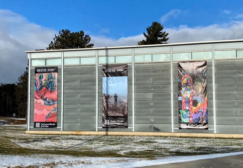 The winners' banners on display