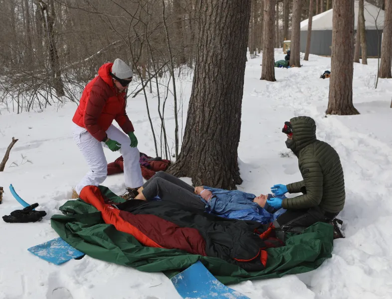Students participating in a simulation exercise
