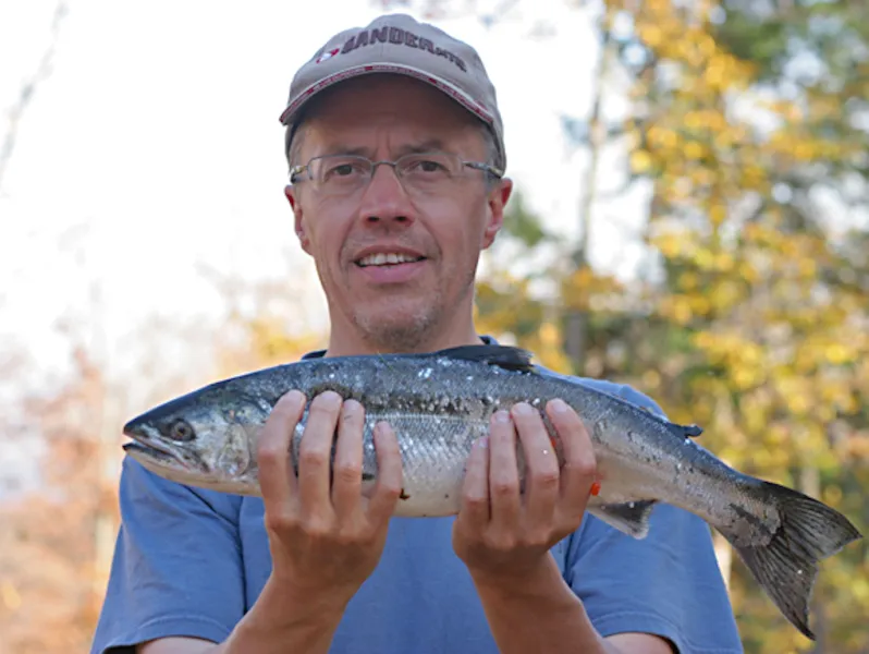 Phillips with a Coho salmon