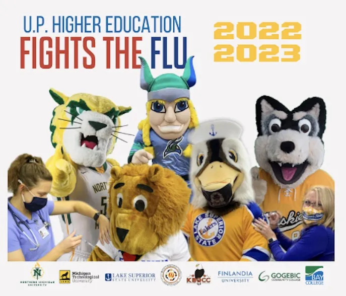 'Fight the Flu' graphic with U.P. mascots