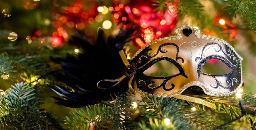 Mask on Christmas tree