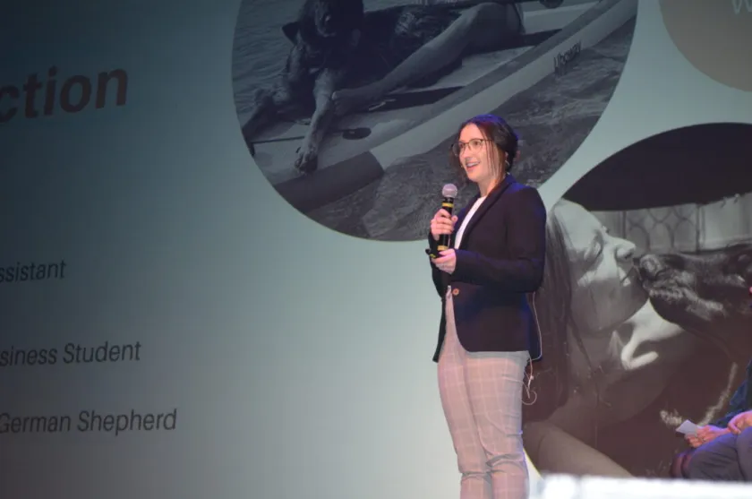 Rachel Harvey making her Big Pitch (Mining Journal photo)