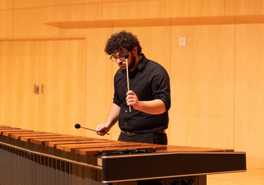First-place finisher Hicks on marimba