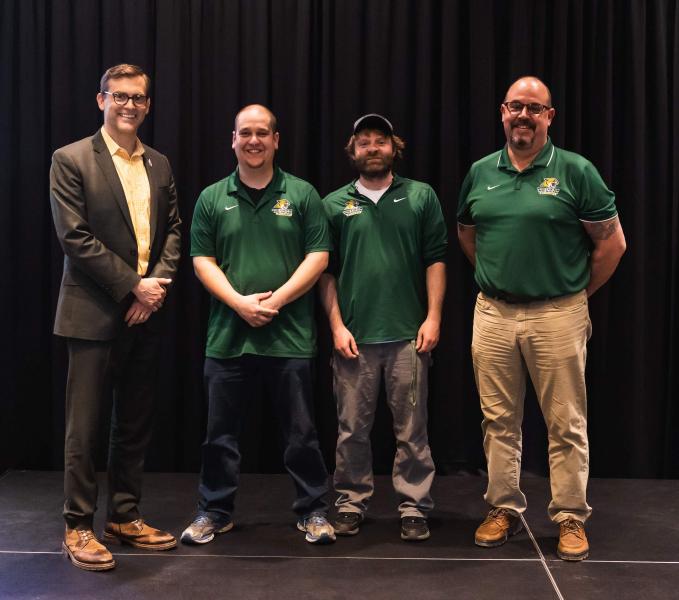 From left: President Tessman with Kevin Price, Bob Erspamer and Dave Weigand, all of Plant Operations. Not pictured: Rick Schwemin