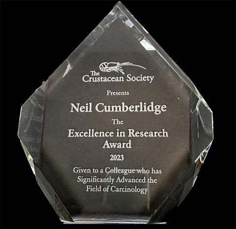 Cumberlidge's Name on the Excellence in Research Award