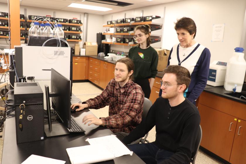NMU researchers (front L-R) Schick and Dotson and (back L-R) Wells and Professor Putman