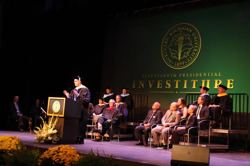 Tessman speaks at the ceremony