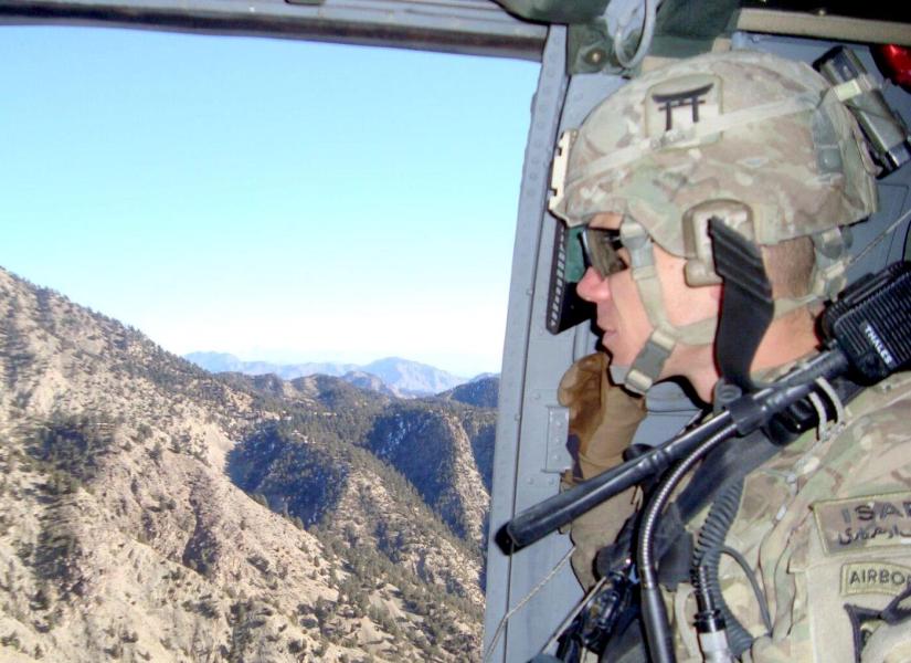 Gauss in a helicopter in Afghanistan
