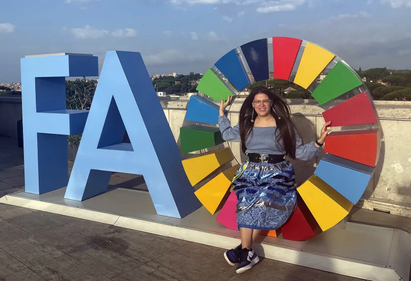 Fess at the event in Rome, which is the "the only Indigenous-related, high-level forum hosted by the Food and Agricultural Organization of the United Nations (FAO)."