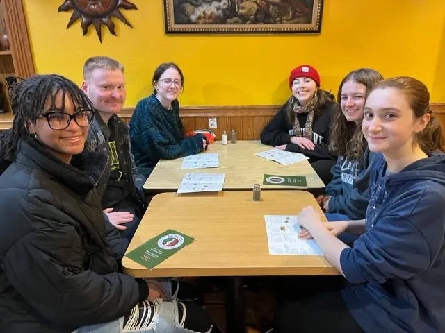 Some members of the Spanish Club at a Chicago restaurant.