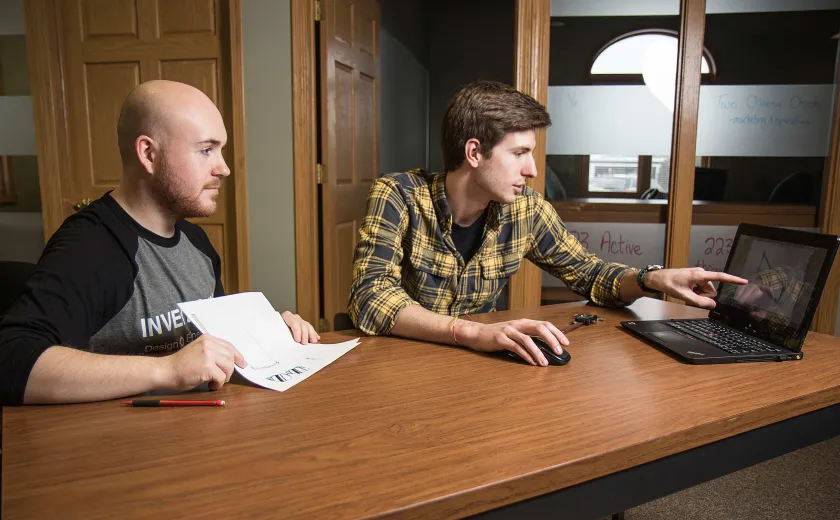 Student employee at Invent@NMU stock photo