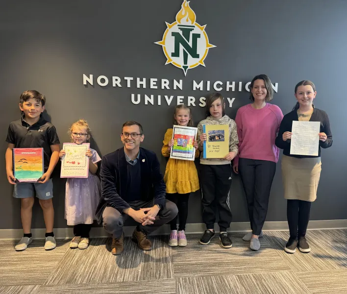 Young Authors visit NMU President's Office
