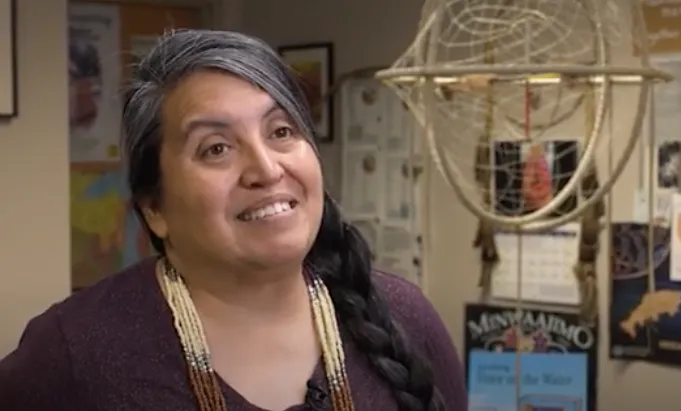 NMU Professor April Lindala in a screen capture from the TV program.