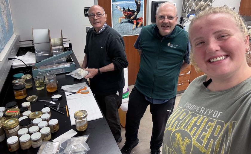 The packing team of (from left) Clark, Cumberlidge and Indermuhler