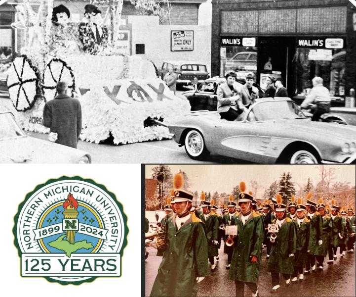 Past Homecoming parades (top photo from 1961; bottom from more recent, but no year indicated)