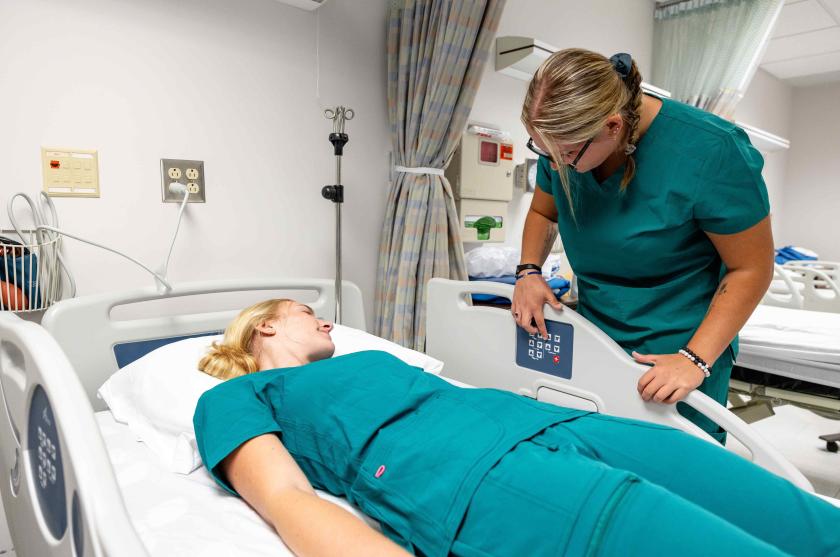 Students testing out one of the new beds