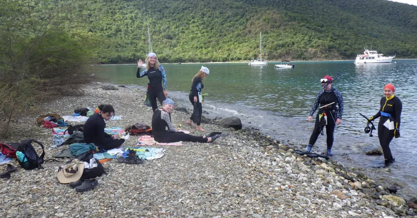 NMU biology students on the shore
