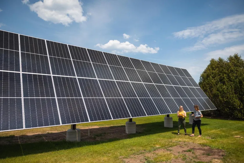 The future rooftop solar installation will complement another Green Fund project on campus: this ground-based solar array near the Athletics Complex.