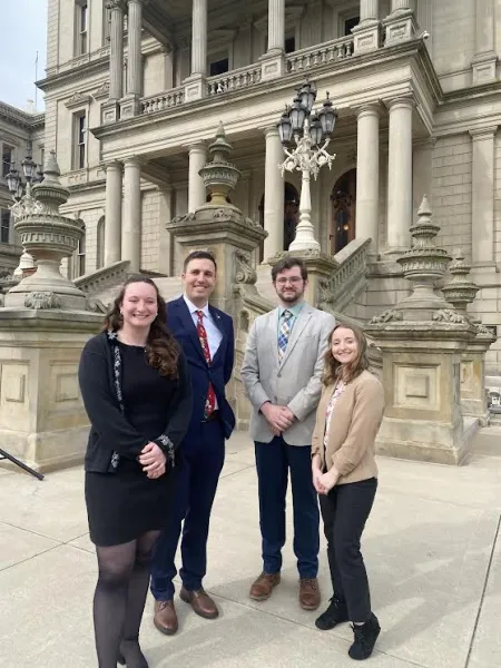 From left: Gariepy, Morris, Klossner and Hagan outside the Michigan State Capitol