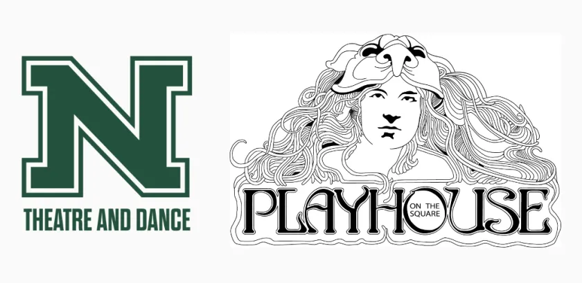 NMU Theatre and Dance logo and Playhouse on the Square logo