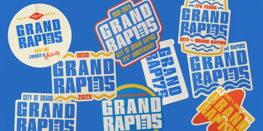 Different versions of Mohr's Grand Rapids 175th logo (from the OneMohrTime Design Co. website)