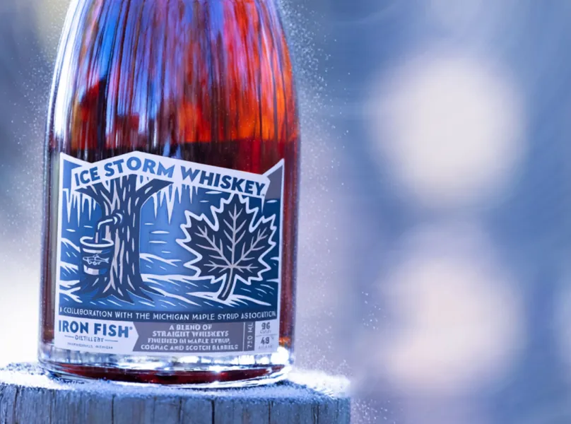 Ice Storm Whiskey, produced by the distillery co-founded by NMU alumnus Richard Anderson in support of maple syrup producers impacted by last spring's devastating ice storm.