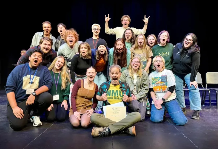 Jimmy Ludwig (front center) with the cast and crew of the festival's Audience Choice Award-winning production, "CTRL+ALT+DELETE"