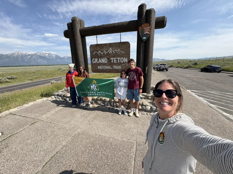 NMU researchers take a photo at Grand Teton National Park